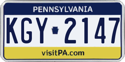 PA license plate KGY2147