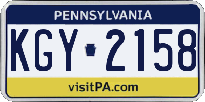 PA license plate KGY2158