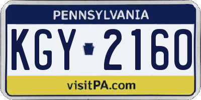 PA license plate KGY2160