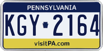 PA license plate KGY2164