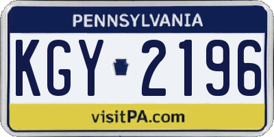 PA license plate KGY2196