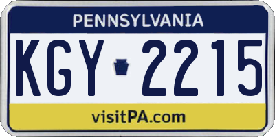 PA license plate KGY2215