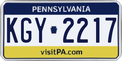PA license plate KGY2217