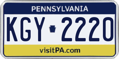 PA license plate KGY2220