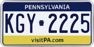 PA license plate KGY2225