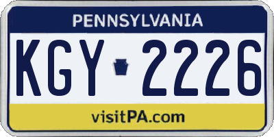 PA license plate KGY2226