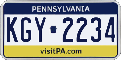 PA license plate KGY2234