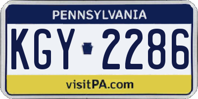 PA license plate KGY2286