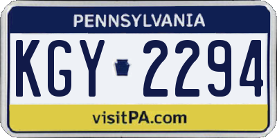PA license plate KGY2294
