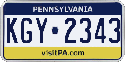 PA license plate KGY2343