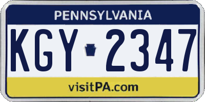 PA license plate KGY2347