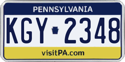 PA license plate KGY2348