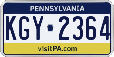 PA license plate KGY2364