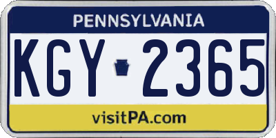 PA license plate KGY2365