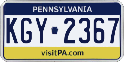 PA license plate KGY2367