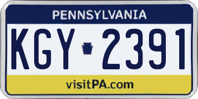 PA license plate KGY2391