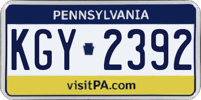 PA license plate KGY2392