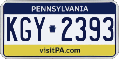 PA license plate KGY2393