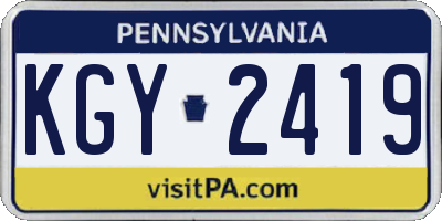 PA license plate KGY2419