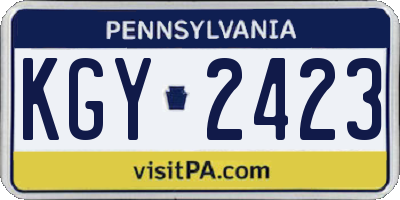 PA license plate KGY2423