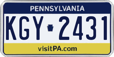 PA license plate KGY2431