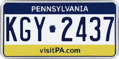 PA license plate KGY2437