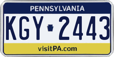 PA license plate KGY2443