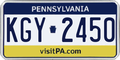 PA license plate KGY2450