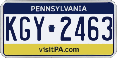 PA license plate KGY2463