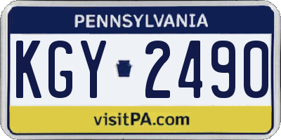 PA license plate KGY2490