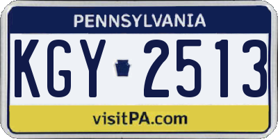 PA license plate KGY2513