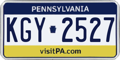 PA license plate KGY2527