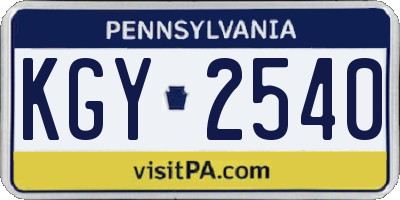 PA license plate KGY2540