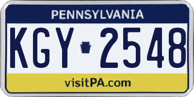 PA license plate KGY2548