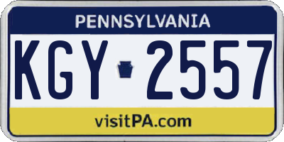 PA license plate KGY2557