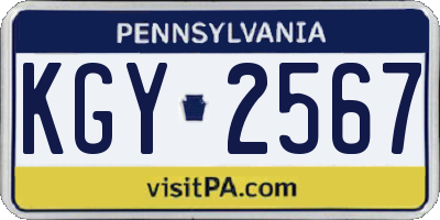PA license plate KGY2567