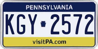 PA license plate KGY2572