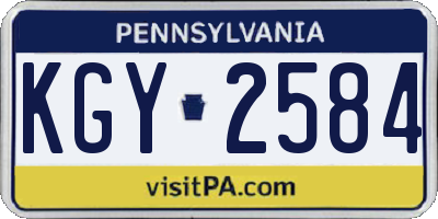 PA license plate KGY2584