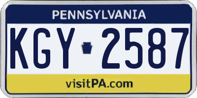 PA license plate KGY2587