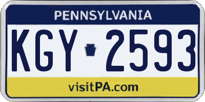 PA license plate KGY2593