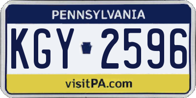 PA license plate KGY2596