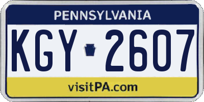 PA license plate KGY2607
