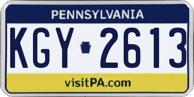 PA license plate KGY2613