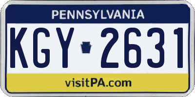 PA license plate KGY2631