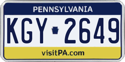 PA license plate KGY2649