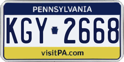 PA license plate KGY2668