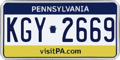 PA license plate KGY2669