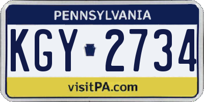PA license plate KGY2734