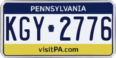 PA license plate KGY2776