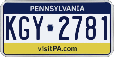 PA license plate KGY2781
